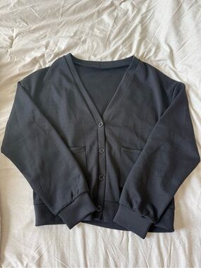 Black V-Neck Button Cardigan